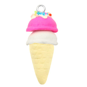 Charm fimo ice horn naturel pink white